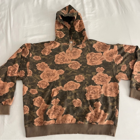 Free People Its A Vibe Printed Hoodie Sz M Floral Distressed Oversized Boho - Picture 2 of 14